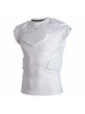 Coolomg Youth 5-Pads Padded Football Shirt White Large